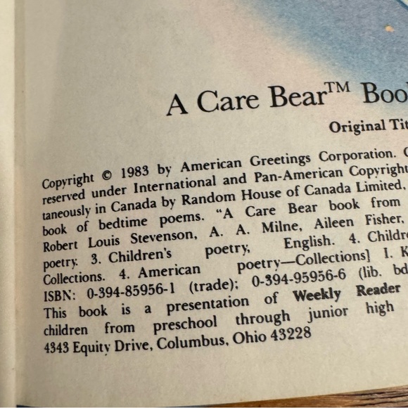 Care Bears 2005 Bedtime Bear Patchwork Limited Edition 1983 Bedtime Poems Book - Picture 8 of 15